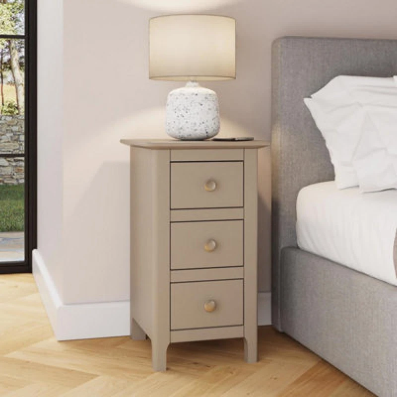 Image of FWStyle FWStyle Palma 3 Drawer Putty Bedside Chest Table Nightstand in Beige Beige One Size Unisex 5056413128171