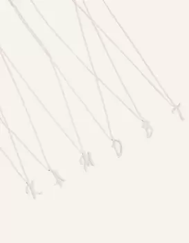 Image of Accessorize Womens Sterling Silver-Plated Initial Pendant Necklace White, Size: C