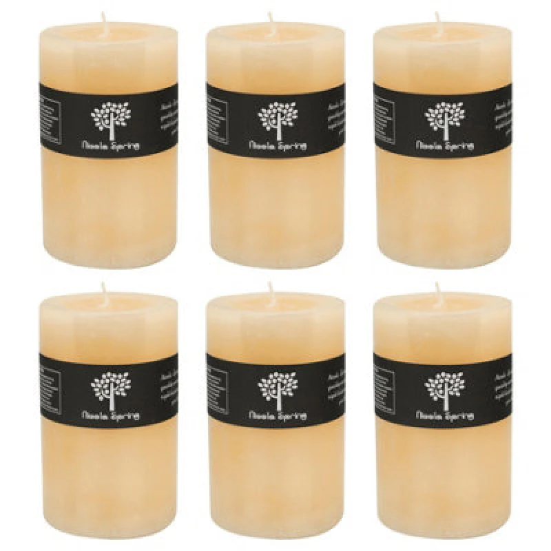 Image of Nicola Spring Round Vanilla Pillar Candles - 110 Hours - Cream - Pack Of 6