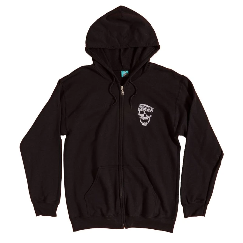 Image of The Goonies Mens Skull Full Zip Hoodie in Black Size: Medium Black Male M
