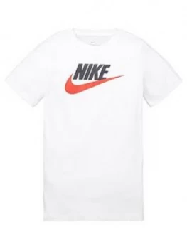 Image of Nike Boys NSW Futura Icon T-Shirt - White/Black, Size XL, 13-15 Years