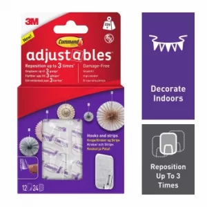 Image of Command Adjustables Self Adhesive Hooks Clear 12 Pack