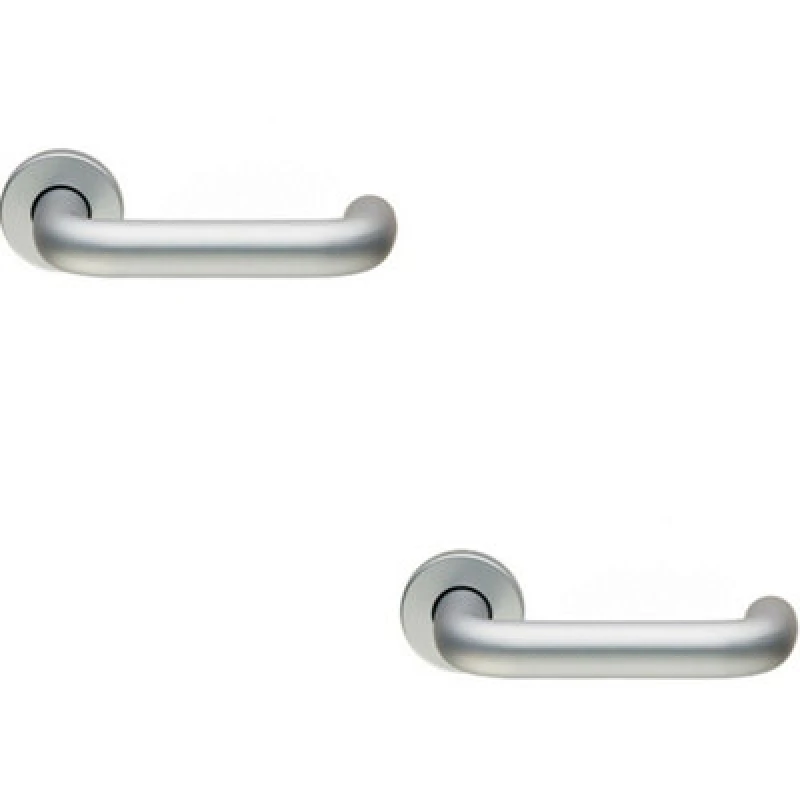 Image of Loops 2x PAIR 19mm Round Bar Safety Lever on Round Rose Concealed Fix Satin Aluminium Multi