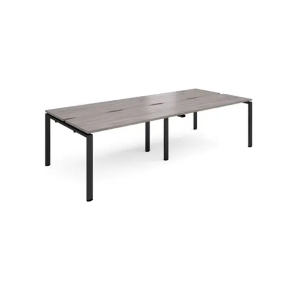 Image of Adapt Adapt sliding top double back to back desks 2800mm x 1200mm - Black frame, grey oak top STE2812-K-GO