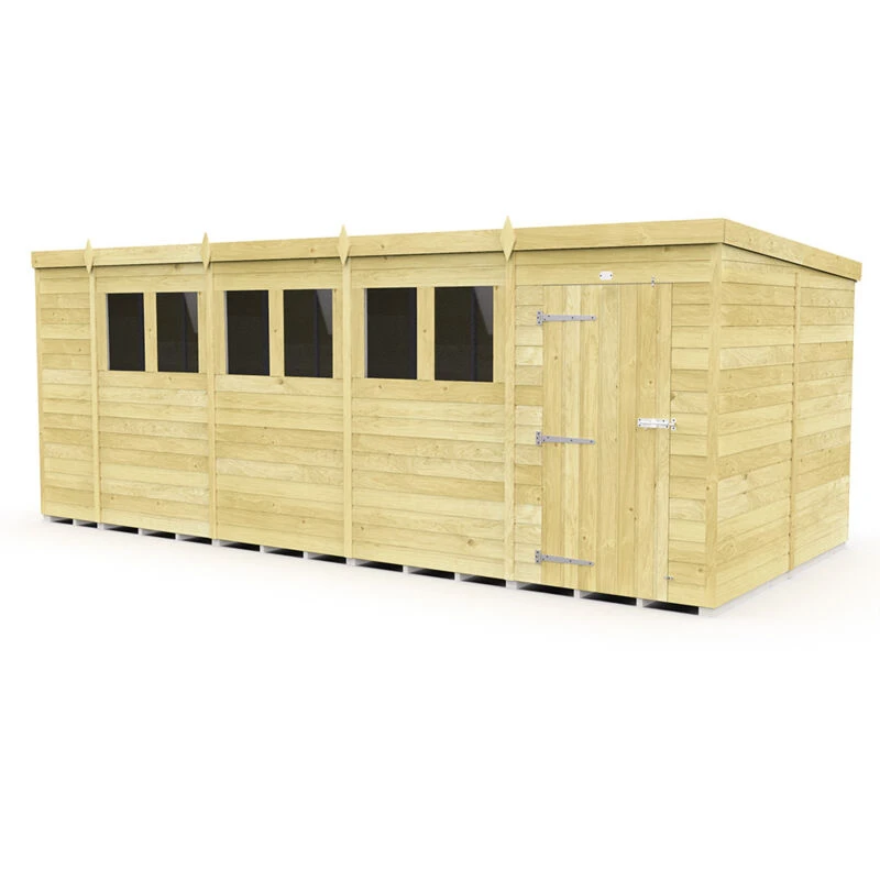 Image of Flat Pack Sheds DIY Sheds 19 x 8 Pent Shed, Brown 18X8PFF