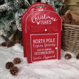 Image of Samuel Alexander - 39cm Red with White Detail Christmas Santa Metal Post Box