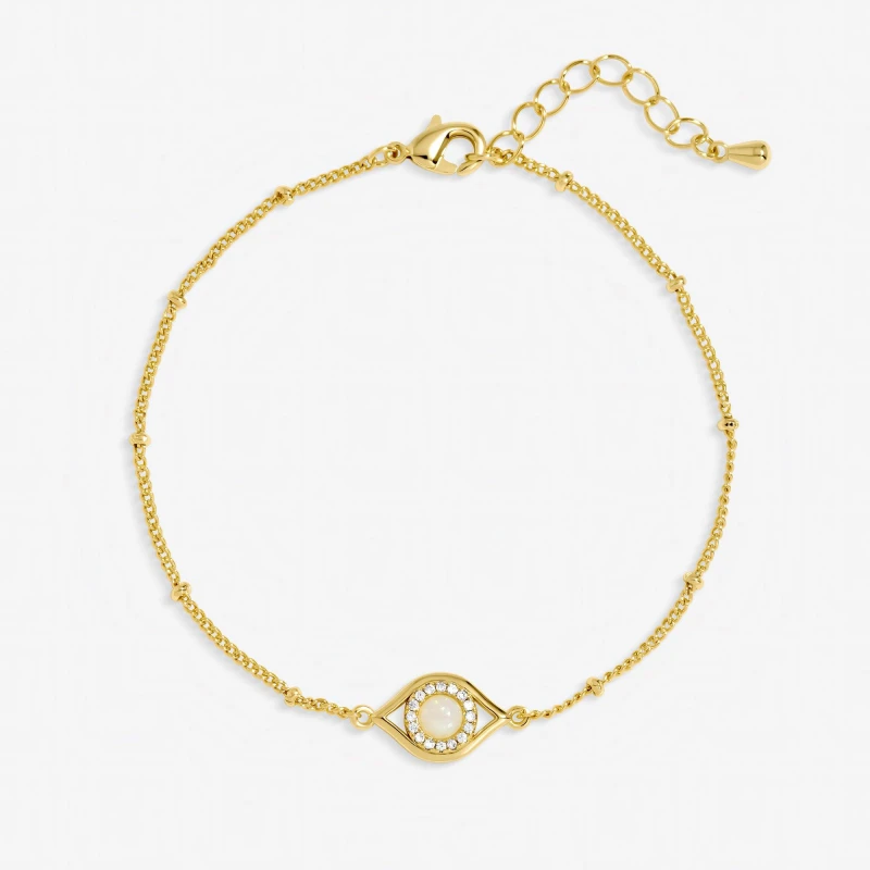 Image of Jon Richard Womens Gold Plated & Mother of Pearl Evil Eye Bracelet Gold Female One Size