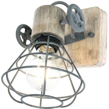 Image of Sienna Lighting - Sienna Guersey Single Spotlight Grey Industrial, Wood Blank