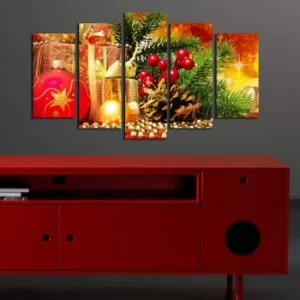 Image of 5PMDFNOEL-2 Multicolor Decorative MDF Painting Christmas Scene (5 Pieces)