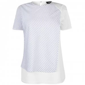 Image of DKNY Womens Fabric Striped Top - Ivory/Indigo