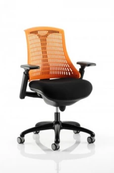 Image of Flex Task Operator Chair Black Frame With Black Fabric Seat Orange Back With Arms