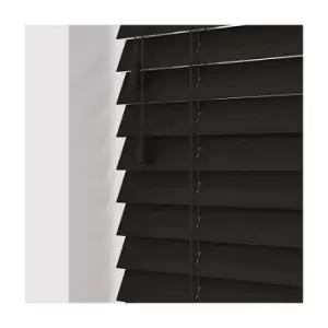 Image of 80cm Dark Walnut Faux Wood Venetian Blind With Strings (50mm Slats) Blind With Strings (50mm Slats)