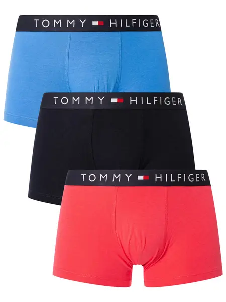Image of Tommy Hilfiger 3 Pack Original Trunks Laser Pink/Desert Sky/Blue Spell L
