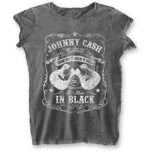 Image of Johnny Cash - The Man In Black Ladies Large T-Shirt - Grey