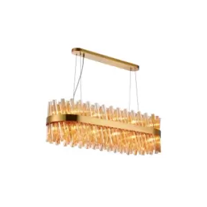 Image of Lysander 24 Light G9, Ceiling Pendant Oblong, Brass, Amber Item Weight: 22.65kg