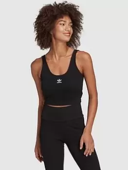 Image of adidas Originals Ribbed Tank Top - Black, Size 8, Women