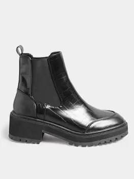 Image of Long Tall Sally Chunky Chelsea Croc Boots - Black, Size 7, Women