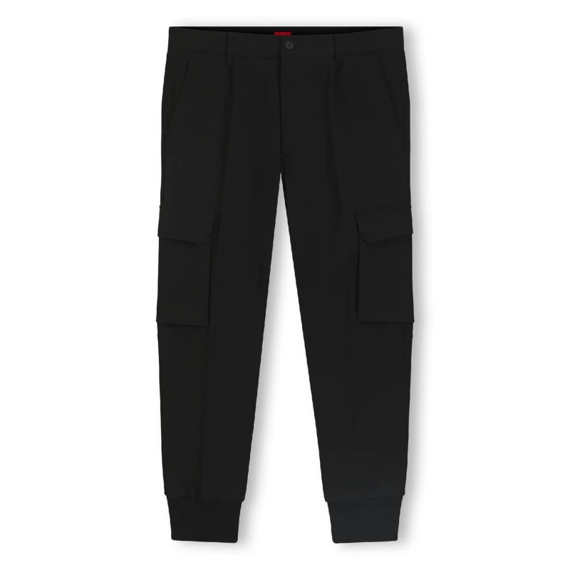 Image of Hugo Glavin241 Slim Fit Cargo Trousers Straight Trousers 30R Black 33765003350