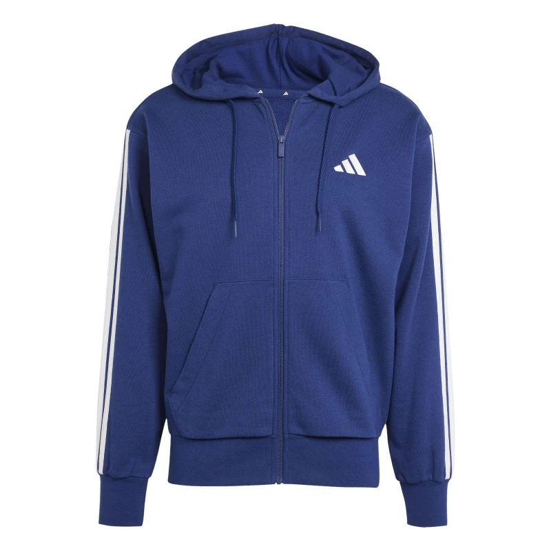 Image of adidas Essentials French Terry 3-Stripes Zip Hoodie Mens - Blue Blue L