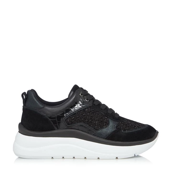 Image of Dune Black Leather 'Ecuador' Lace Up Trainers - 5