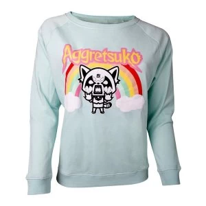 Image of Aggretsuko - Retsuko Rage Rainbow Womens Medium Sweater - Green