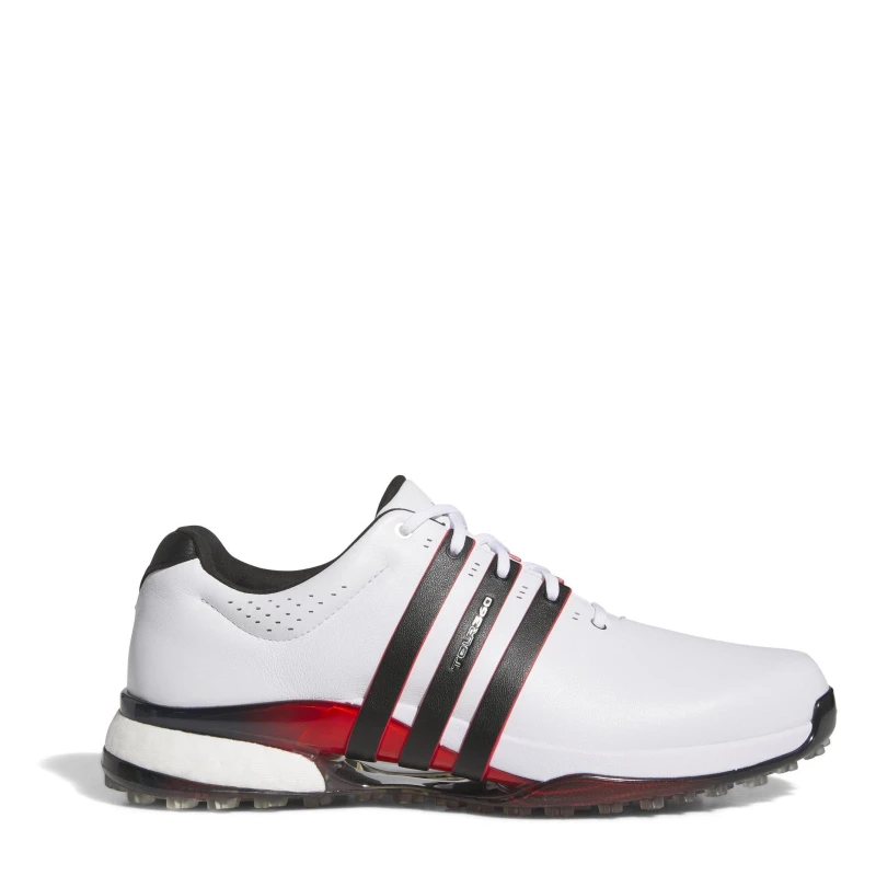 Image of adidas Tour360 25 Wide Spikeless Golf Shoes Mens Wht/Blk/Rd male 8 (42)
