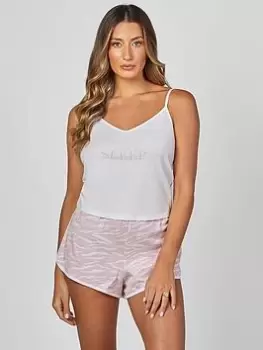 Image of Boux Avenue Zebra Print Cami & Short PJ Set - Ivory Mix, Ivory, Size 16, Women