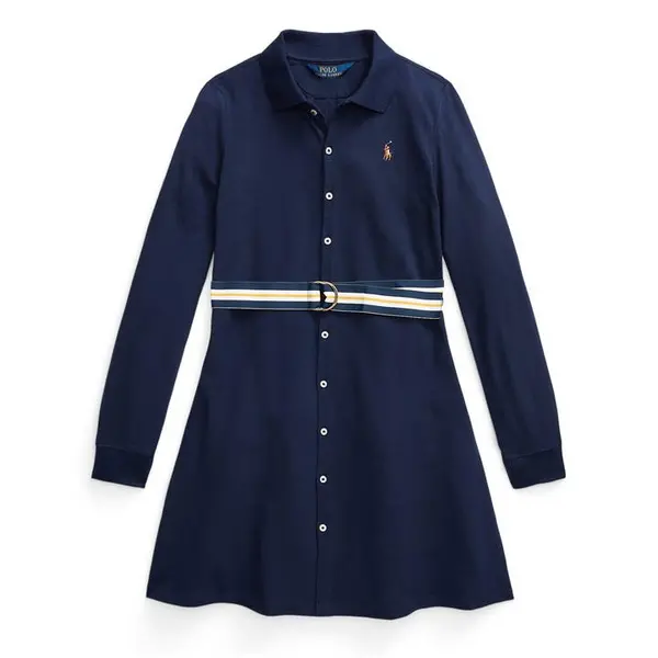 Image of Polo Ralph Lauren Oxford Polo Dress - Blue 1 - 2 Years