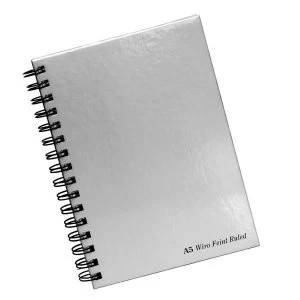 Image of Pukka Pads A5 Notebook Wirebound Hardback 90gsm Ruled Perforated 160pp Silver Pack of 5