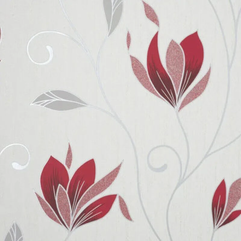 Image of Crown Synergy Floral Sidewall Wallpaper Red UZVDY Unisex