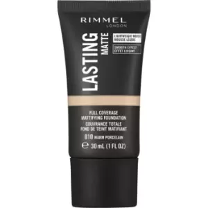 Image of Rimmel Lasting Matte Mattifying Foundation Shade 010 Warm Porcelain 30ml