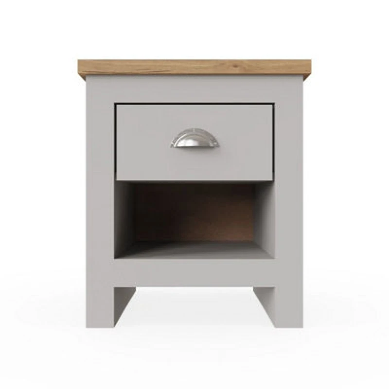 Image of Timber Art Design Lisbon Bedside Cabinet Bedroom Furniture Nightstand Table 1 Drawer Light Grey