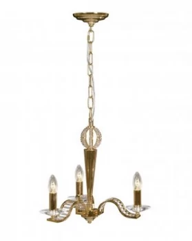 Image of Ceiling Pendant Chandelier 3 Light French Gold, Crystal