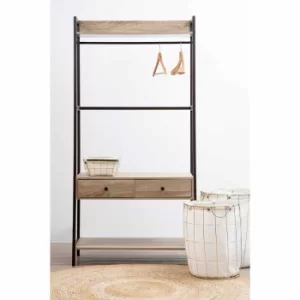 Image of Interiors By PH Storage Unit with Hanging Rail Dark Brown Frame, Grey