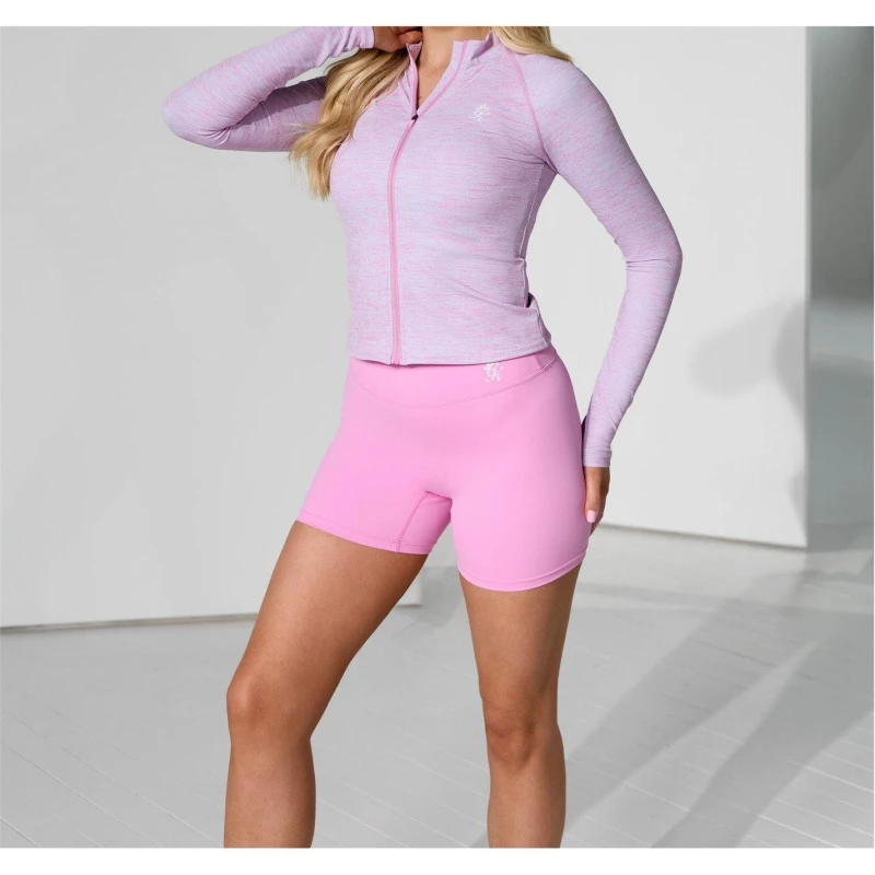 Image of Gym King Womens Full Zip Funnel Long Sleeve Slim Fit Performance Training Jacket Pink Grindle female 12 (M)