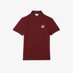 Image of Mens Lacoste Branded Stretch Mini Pique Polo Size 3 - S Bordeaux