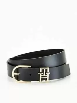 Image of Tommy Hilfiger Lux Leather Belt - Black, Size 75, Women