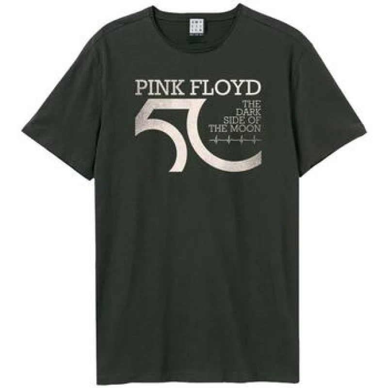 Image of Amplified Amplified Men Cropped Pink Floyd Logo T-Shirt in Charcoal Size: X-Small Charcoal XS Male 5063377062878