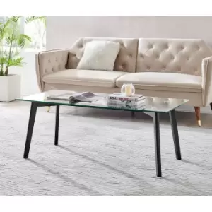 Image of Furniture Box Malmo Coffee Table Rectangle Glass and Black Legs