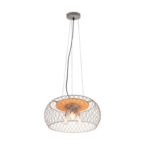 Image of Tamil Modern 3 Light Wire Frame Pendant Ceiling Light Nickel antique