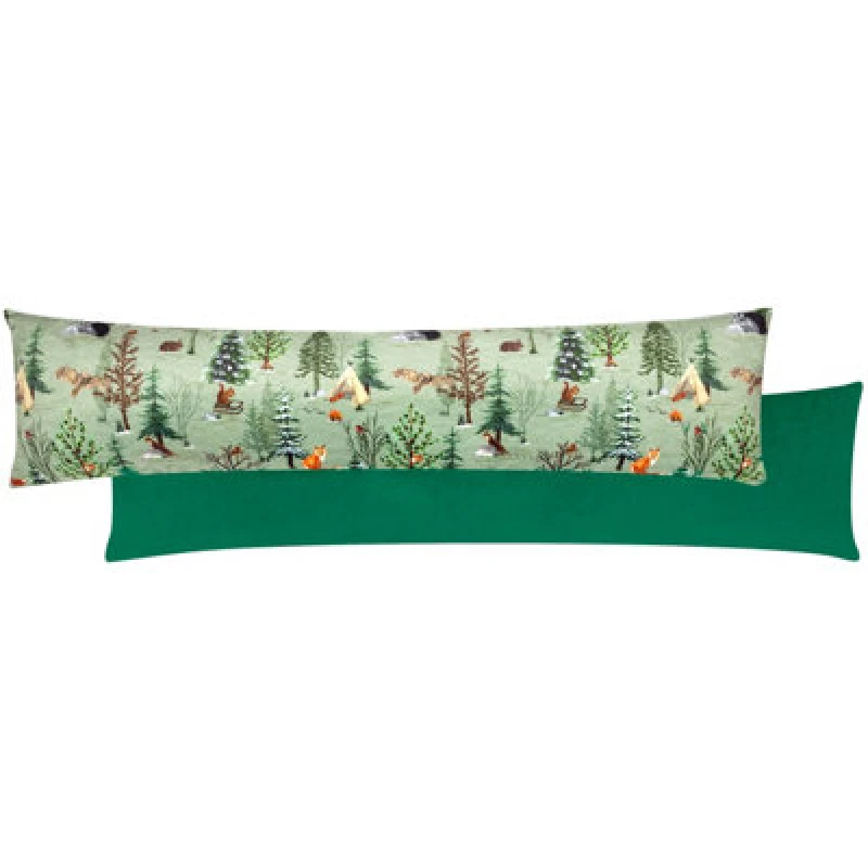 Image of Lodge Wood Velvet 90cm x 20cm Draught Excluder Green