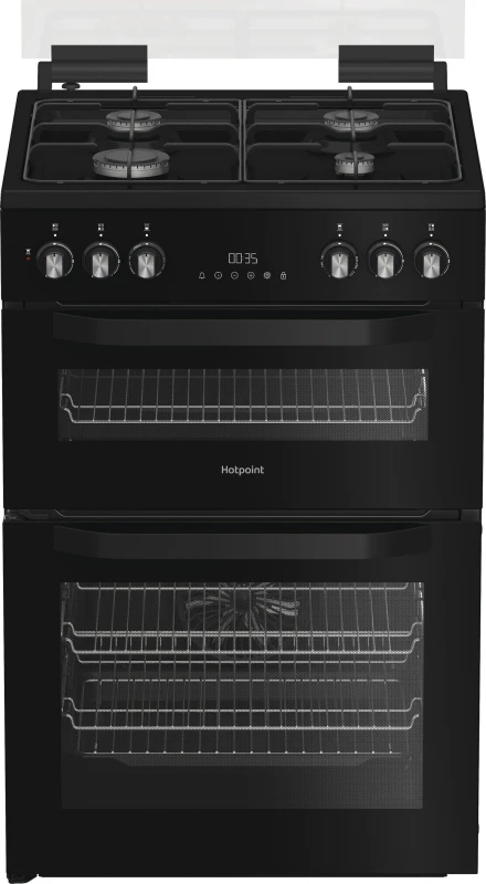 Image of Hotpoint HDD6GDC2B1 Double Oven Dual Fuel Cooker - Black - A/A Rated