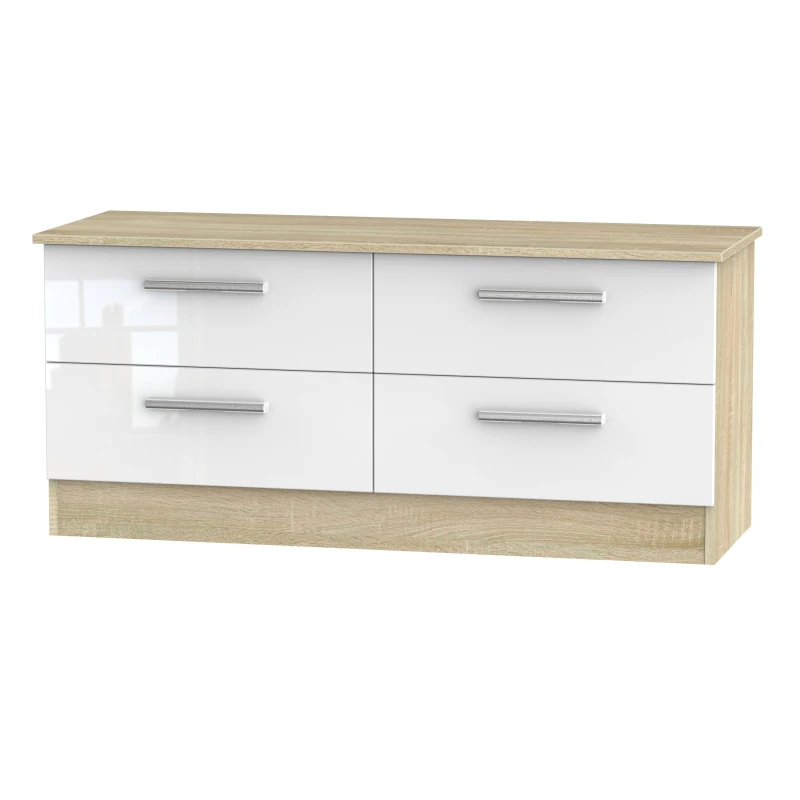 Image of Trent 4 Drawer Bed Box In White & Bardolino Oak (Ready Assembled)