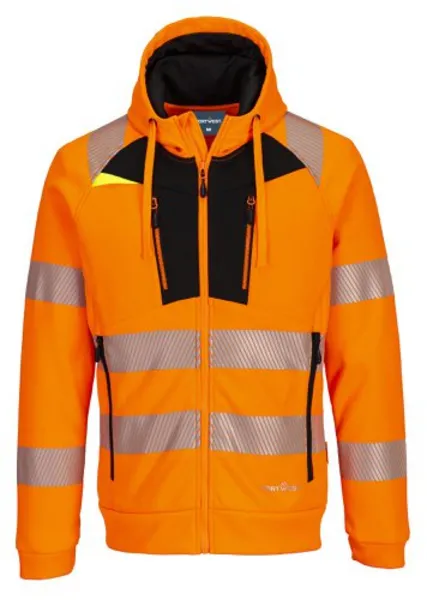 Image of Portwest DX4 Hi Vis Funnel Neck Zipped Sweatshirt DX477OBRXXL Colour: Orange / Black