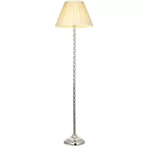 Image of Endon - Suki & Chatsworth Base & Shade Floor Lamp Bright Nickel Plate & Ivory Silk
