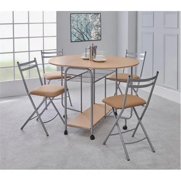 Image of Greenhurst Stowaway Dining Set with padded Seats Oak 4626
