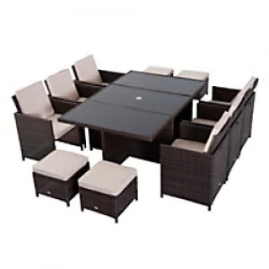 Image of Outsunny Rattan Dining Set 861-031BN Brown