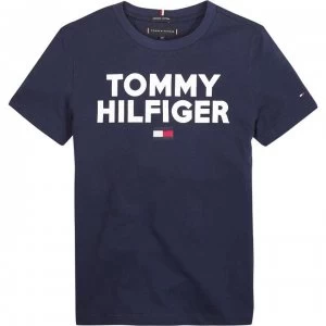 Image of Tommy Hilfiger Junior Boys Corp Logo T Shirt - Black Iris