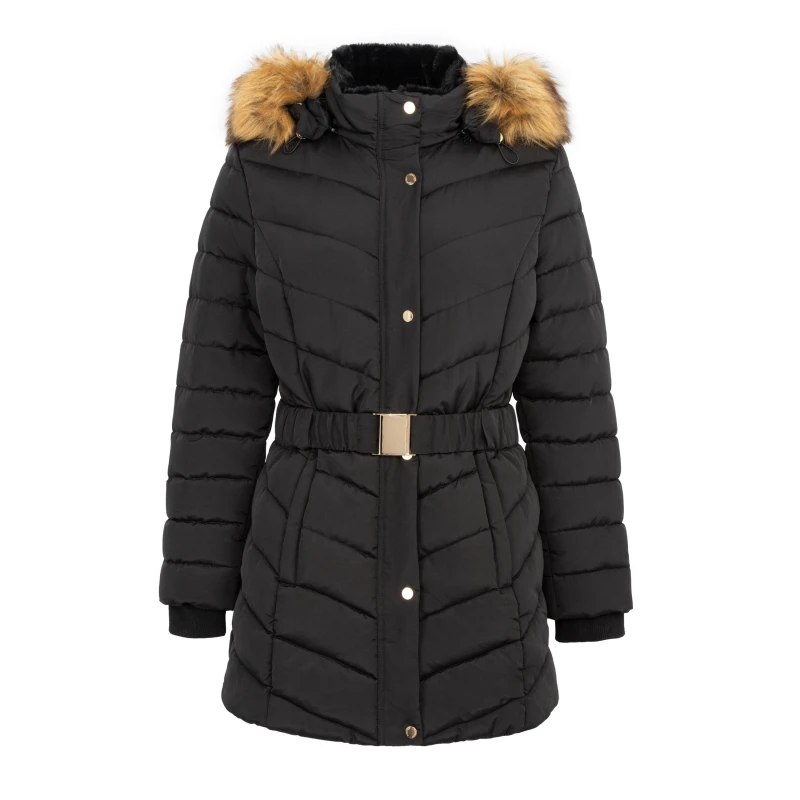 Image of Firetrap Womens Waterproof Long Sleeve Mid-Length Puffer Jacket Black female 8 (36)