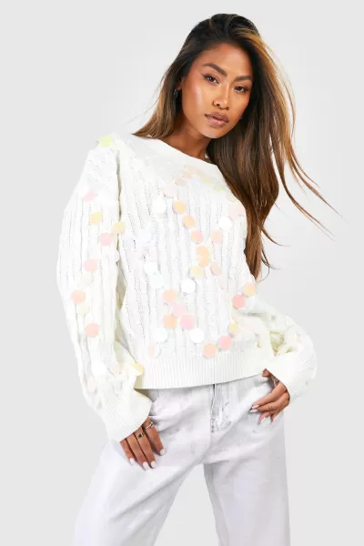 Image of Disc Sequin Cable Kniy Jumper